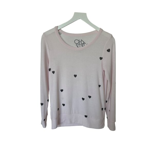 Chaser Tiny Hearts Lightweight Sweatshirt Pearl Pink - Picture 4 of 5